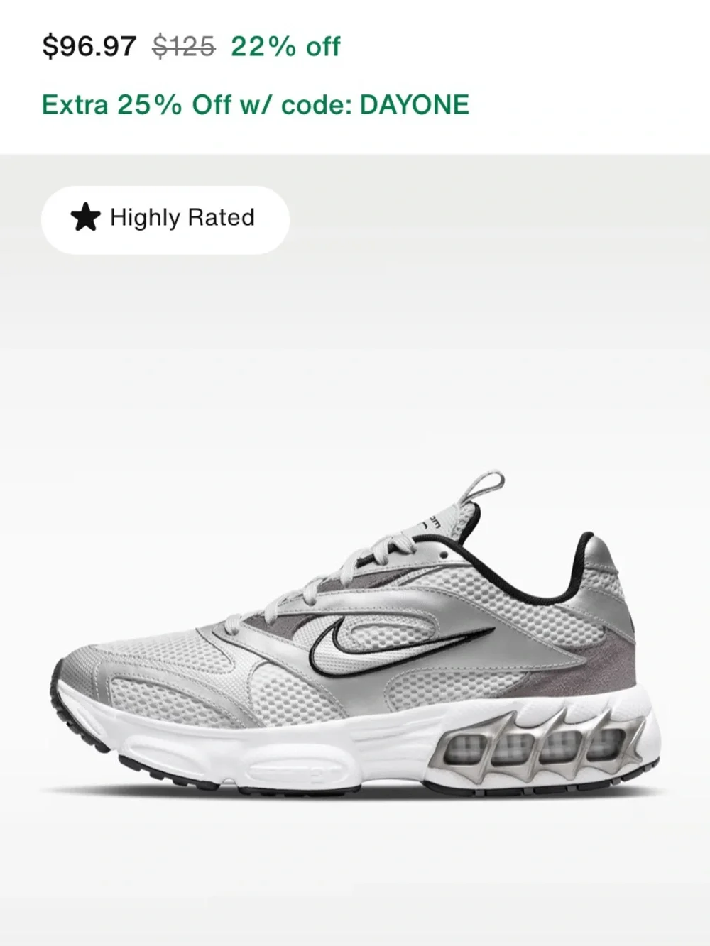 Nike Air zoom  Silver and Black Mesh Running Sneakers